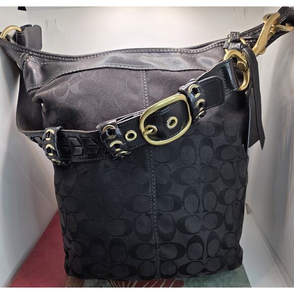 Coach Purse G0768-11438 BLEECKER Signature Series Leather Canvas Bucket Bag - Picture 1 of 16